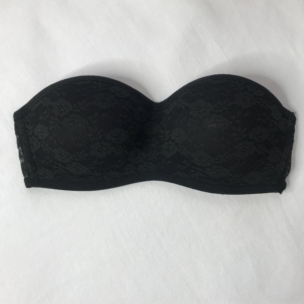 Victoria Secret strapless black push up bandeau.